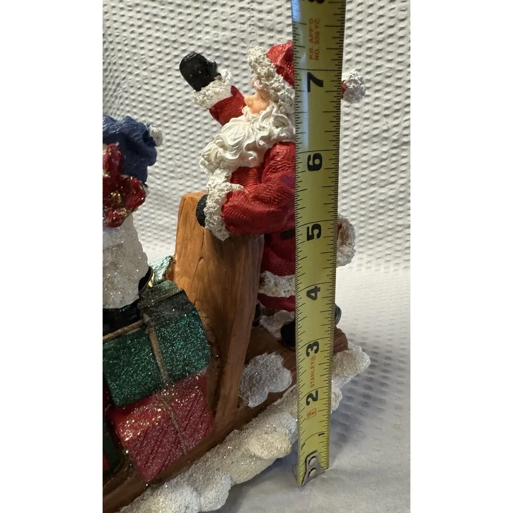 Vintage Santas Collection #99990 Santa and 2 Snowmen on a Sleigh Resin EUC